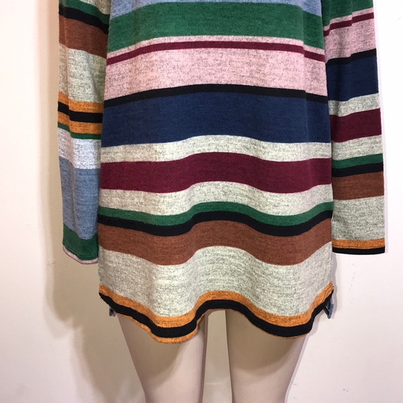 BomBom Fuzzy Soft Striped Color Block Long Sweater - Picture 4 of 12